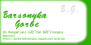 barsonyka gorbe business card